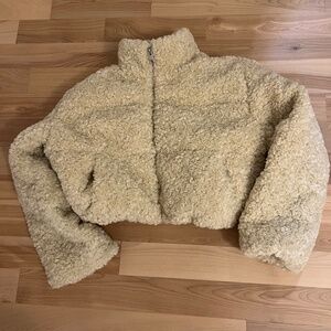 Zara cropped shearling jacket NWOT
